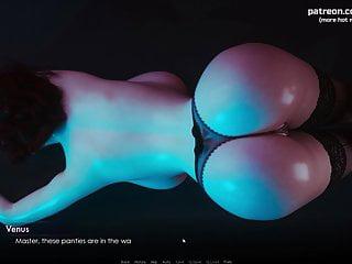 Animierte comicfigur - Kahlkopf schlägt sich um seine Möpse